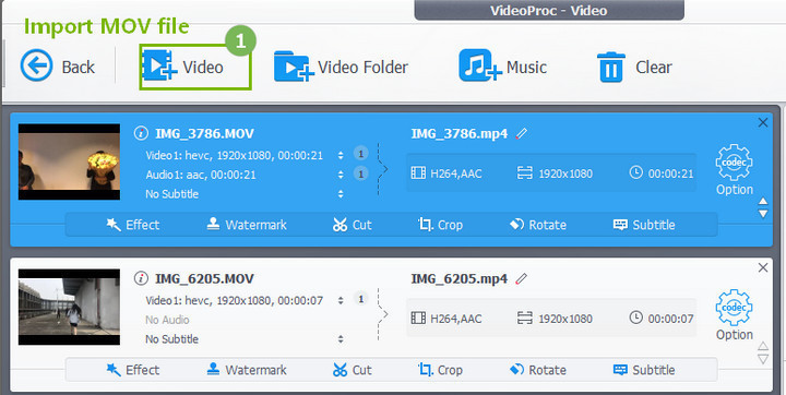 Import MOV Video File(s)