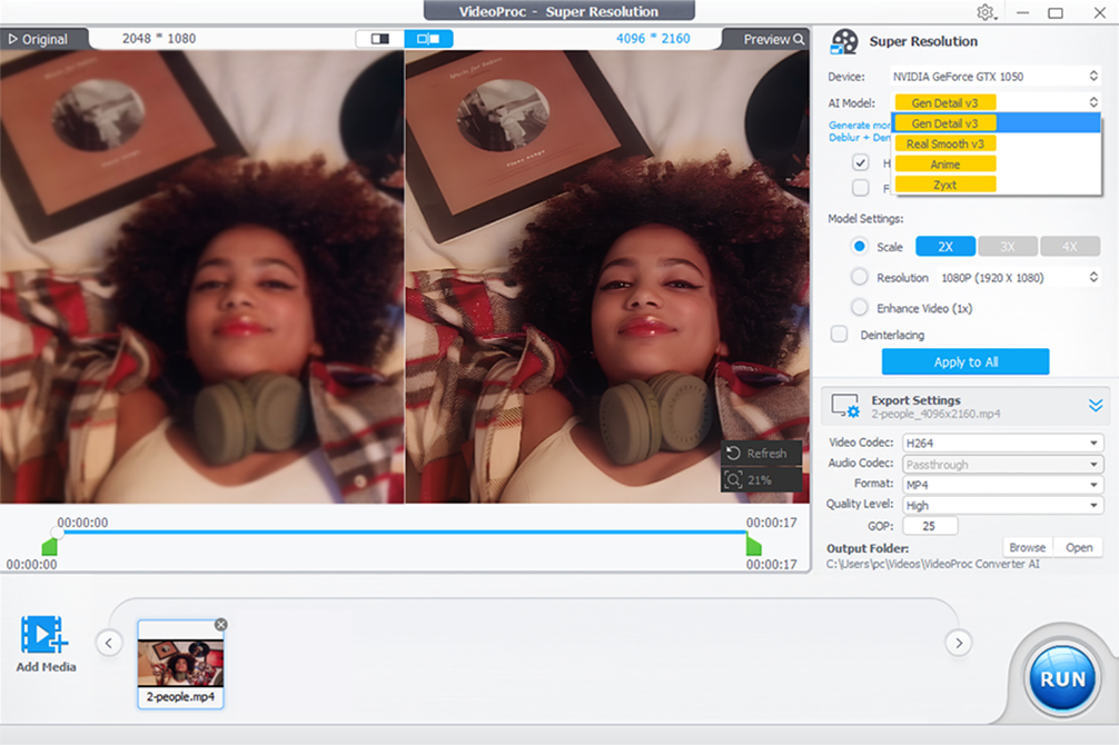 AI Video Sharpening - VideoProc