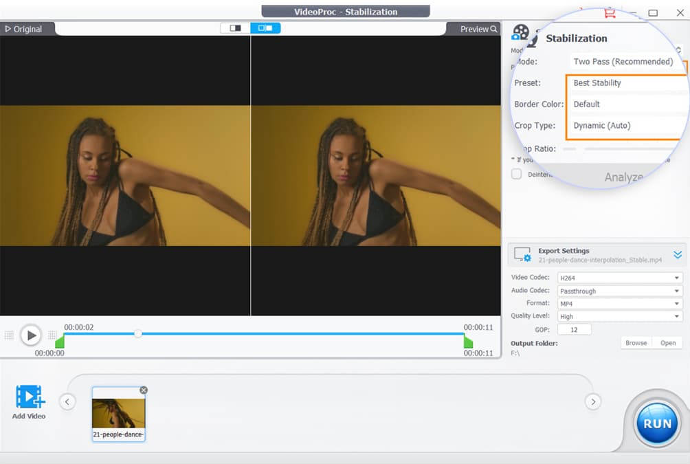 Stabilize Shaky Video - Choose Mode and Preset