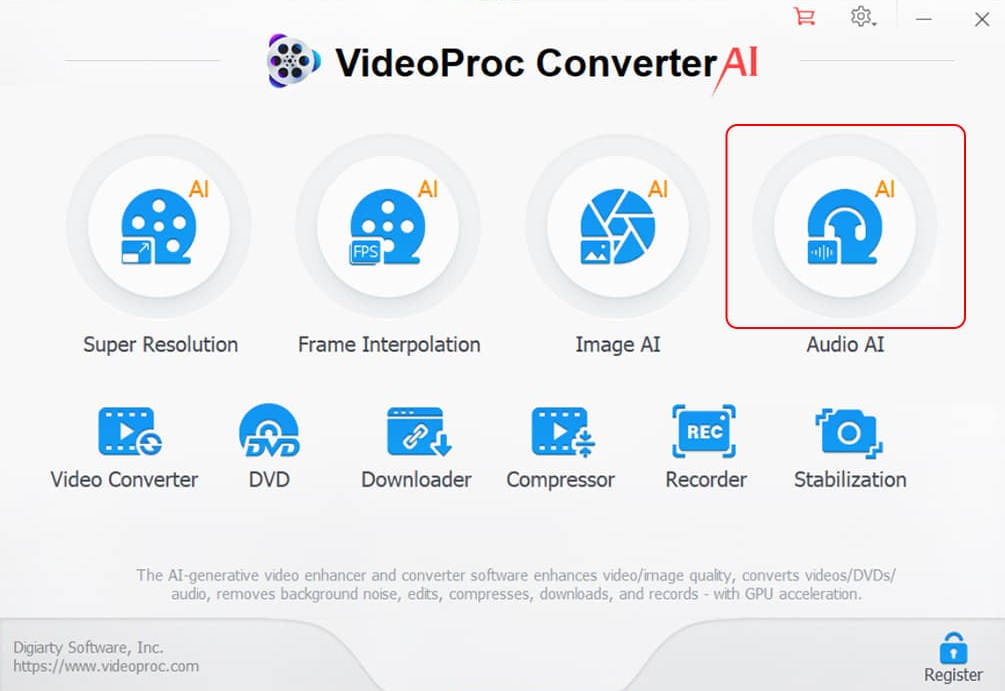 VideoProc Interface - Audio AI 