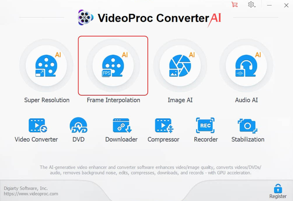 AI Frame Interpolation - VideoProc