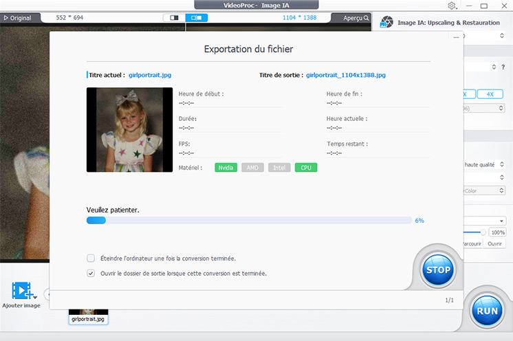 Restauration de visage IA de VideoProc - Étape 3