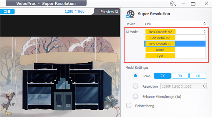 Different AI Models in VideoProc Converter AI