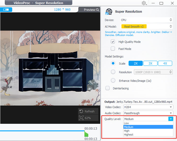Adjust Quality Level