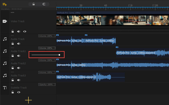 Adjust the volume in Audio Track