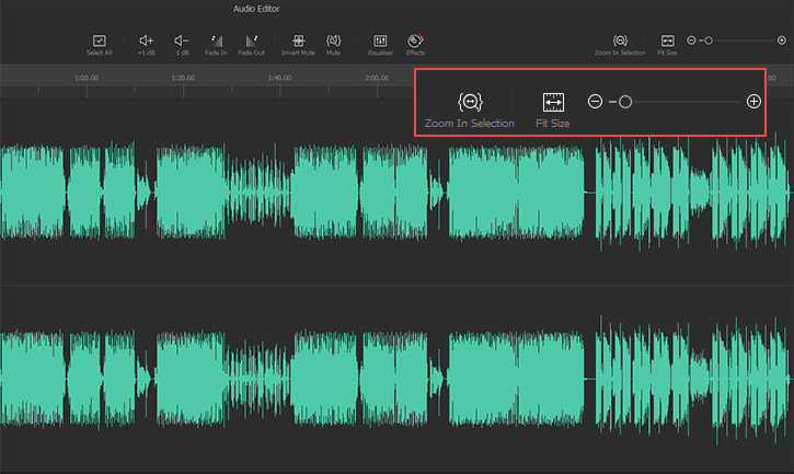 Audio waveform resize options in Audio Editor