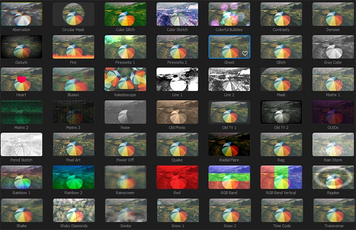 Overview of preset effects in VideoProc Vlogger