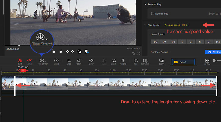 Slow Down via Time Stretch